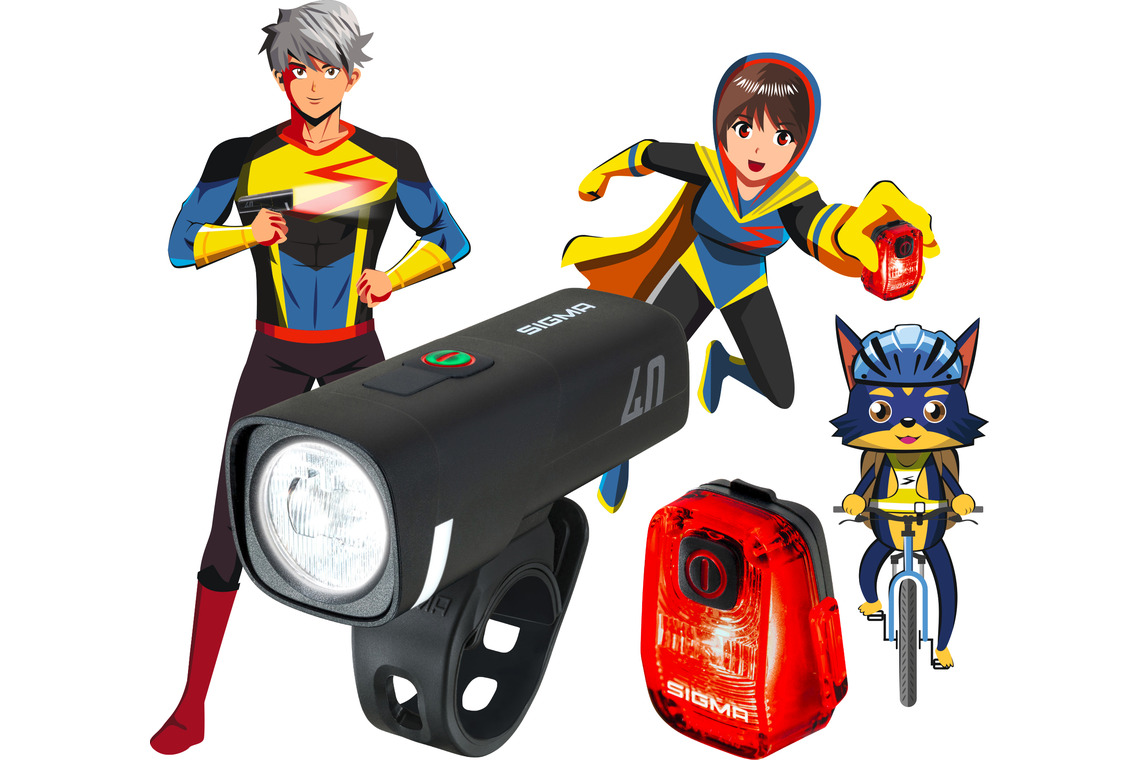 Beleuchtung SIGMA Aura 40 / Hiro 10 Set "Back to School"